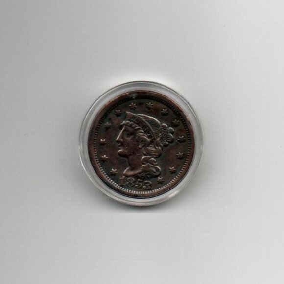1853 Braided Hair Large Cent... AU... In Protective Capsule - Picture 1 of 2